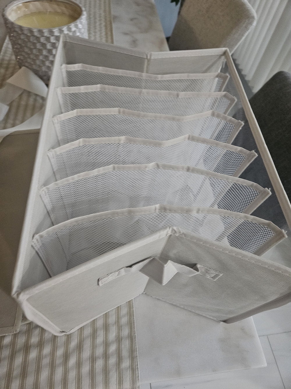 Neutral Fabric and Mesh Organizer - Beige